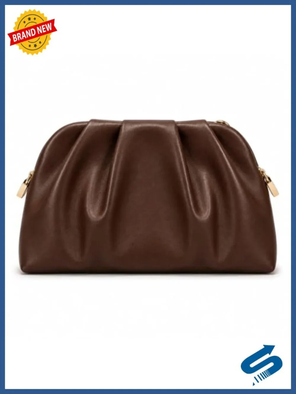 Elegant Pleated Vegan Leather Clutch Purse with Chain for Weddings & Formal